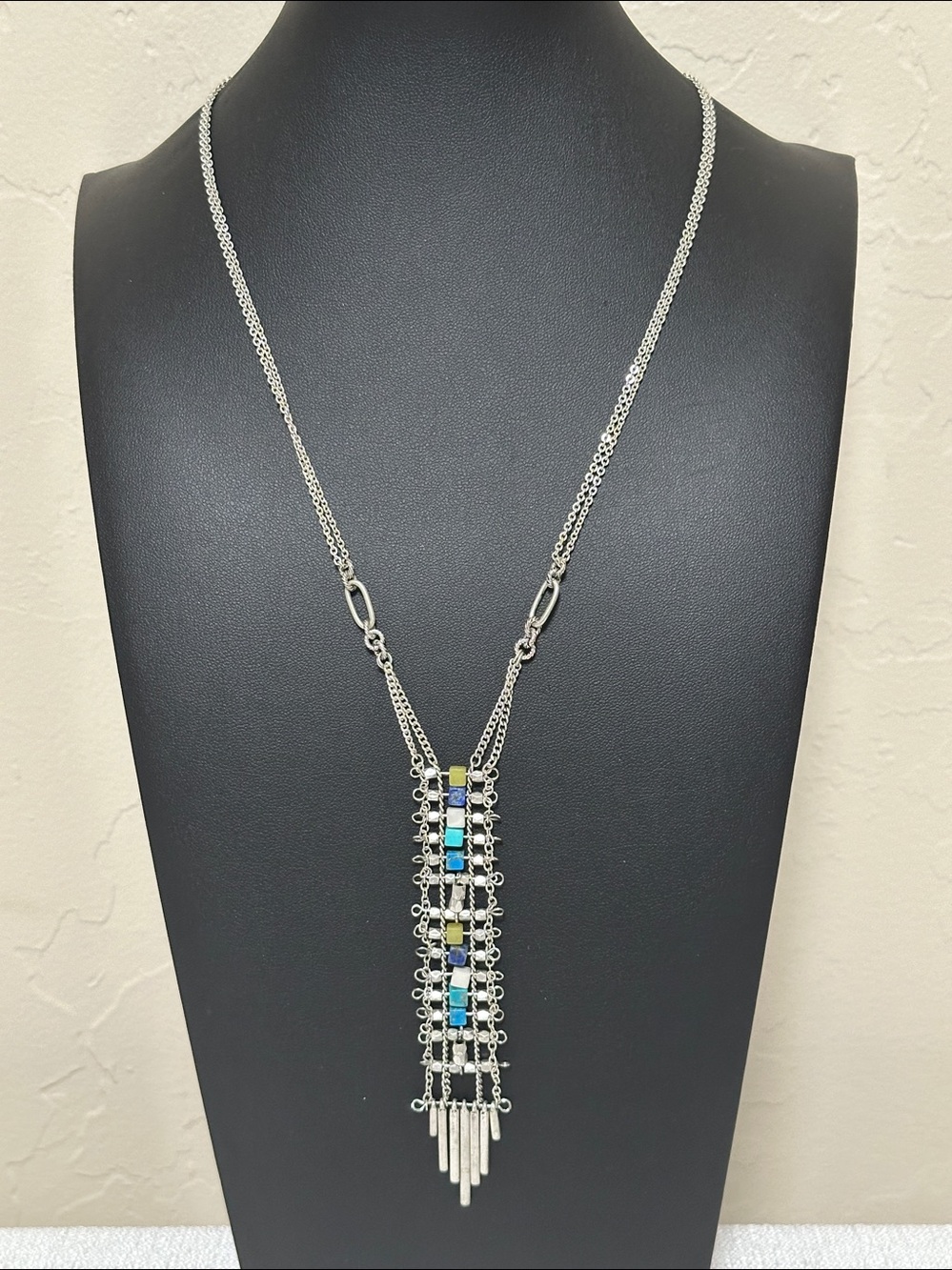 Treasure & Bond Turquoise Bead Pendant Double Chain Necklace
